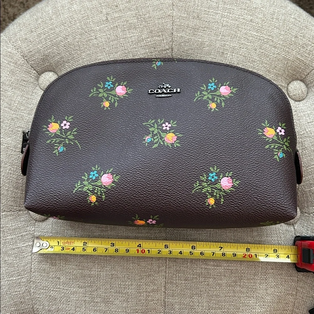 Coach Cosmetic Bag—Like New Condition—Deep Chocolate Cherry Floral—9” x 6.5” - Picture 4 of 6